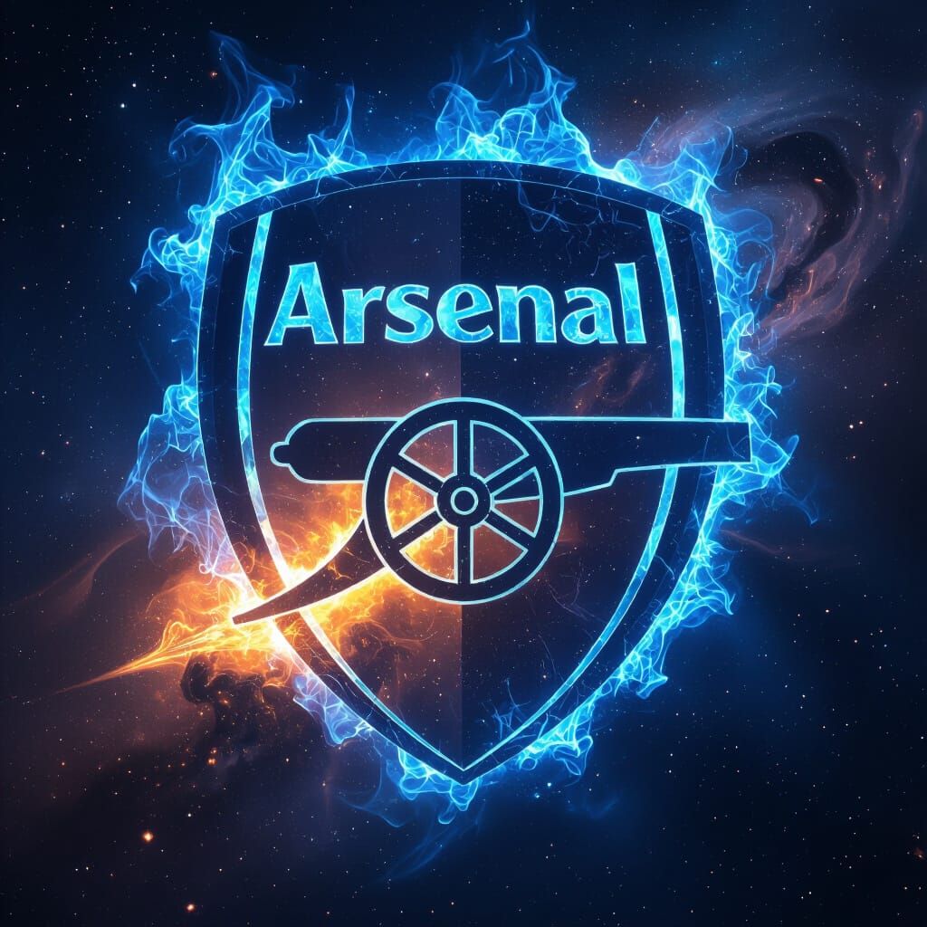 Arsenal FC Crest in Blue Fire Galaxy Concept Art