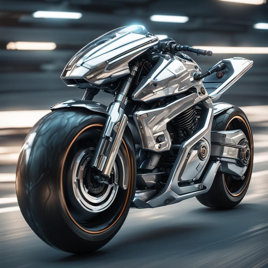 Futuristic Silver Bike in 3D Game Style