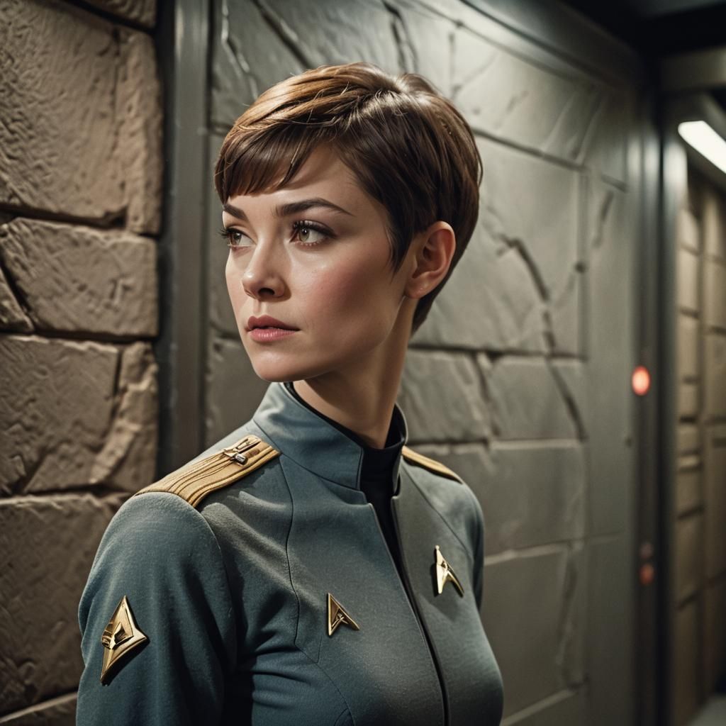 Star Trek Uniform Woman in Passageway