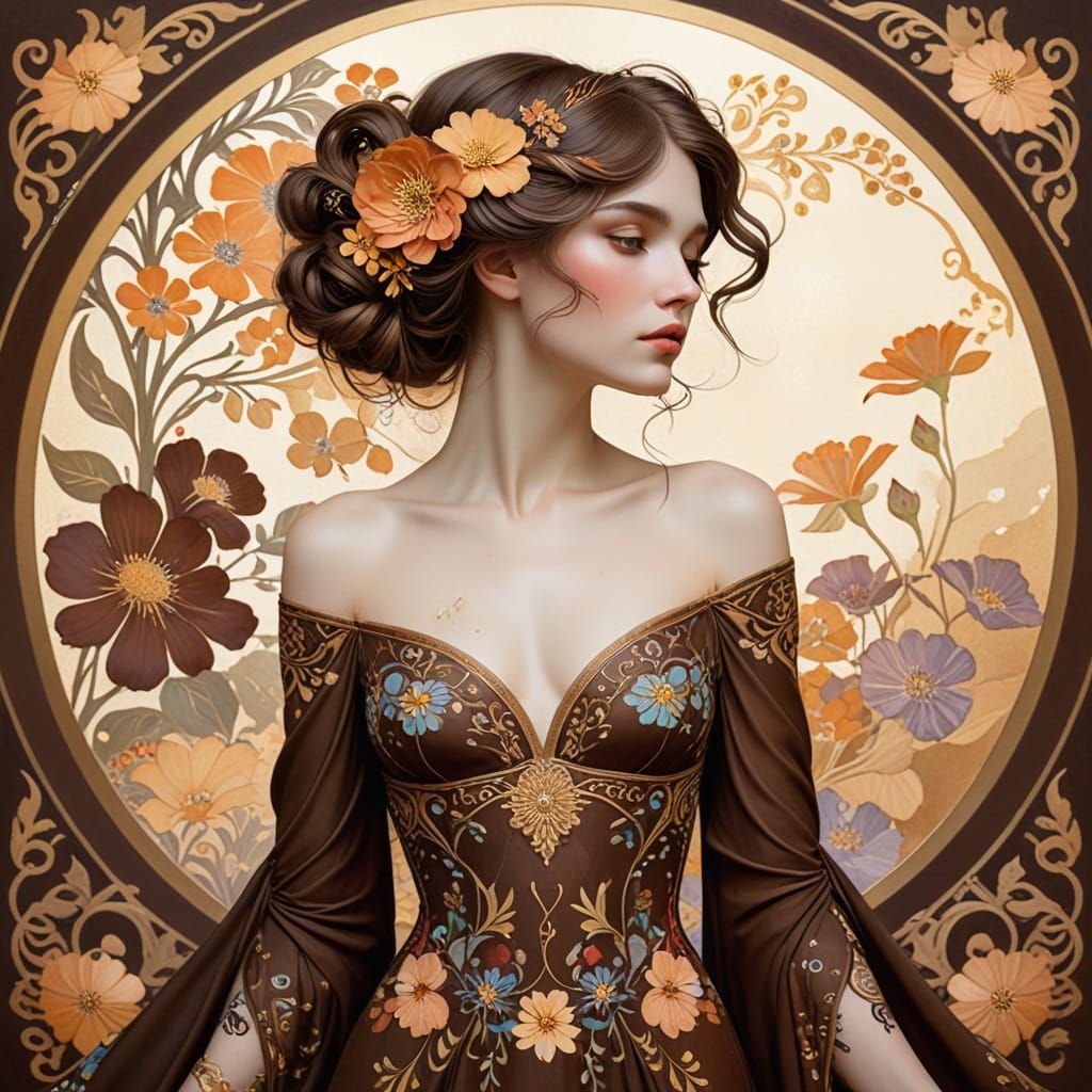 Elegant Lady in Art Nouveau Style