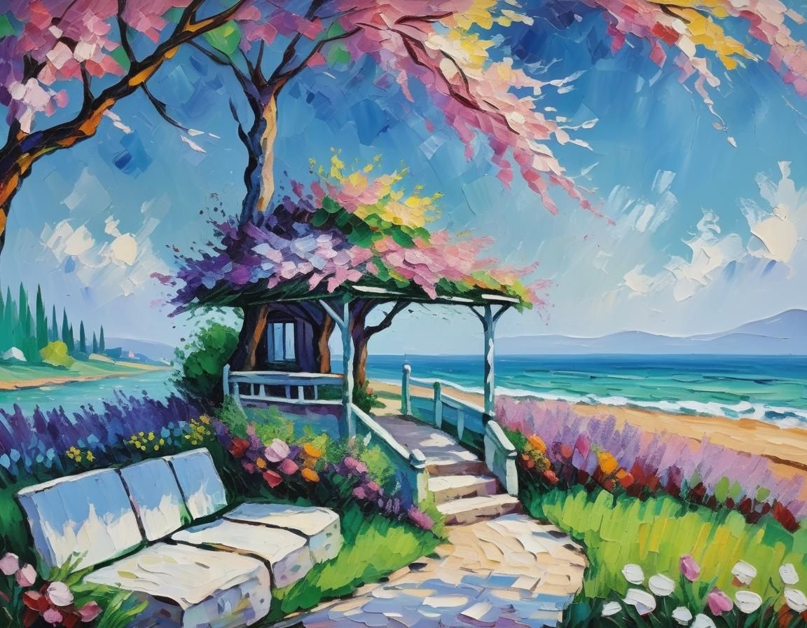 Colorful Textured Oil Painting in Expressionist Style