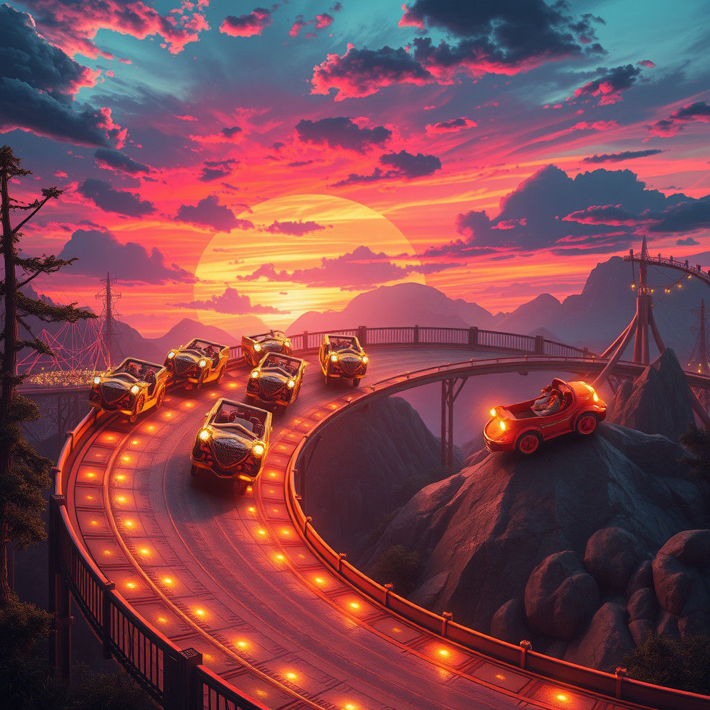 Dreamlike Carnival Ride in Fantasy Concept Art Style