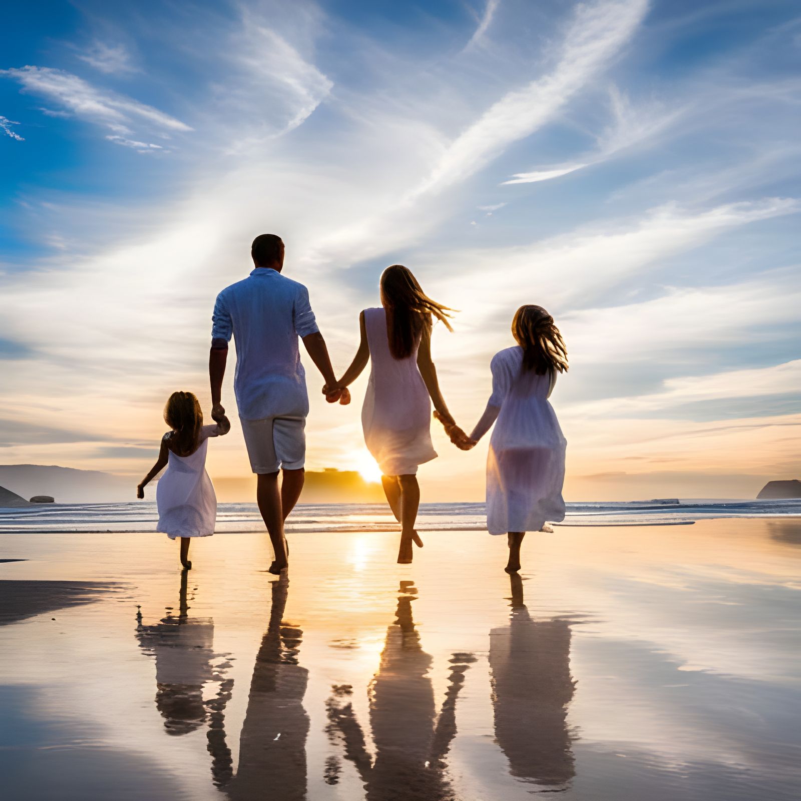 Families Enjoying a Sunny Day at the Beach