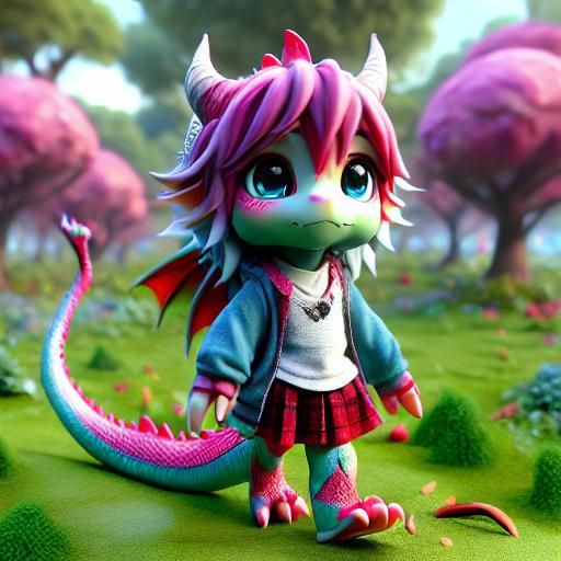 Cute Human Dragon Hybrid in 3D Digital Photography