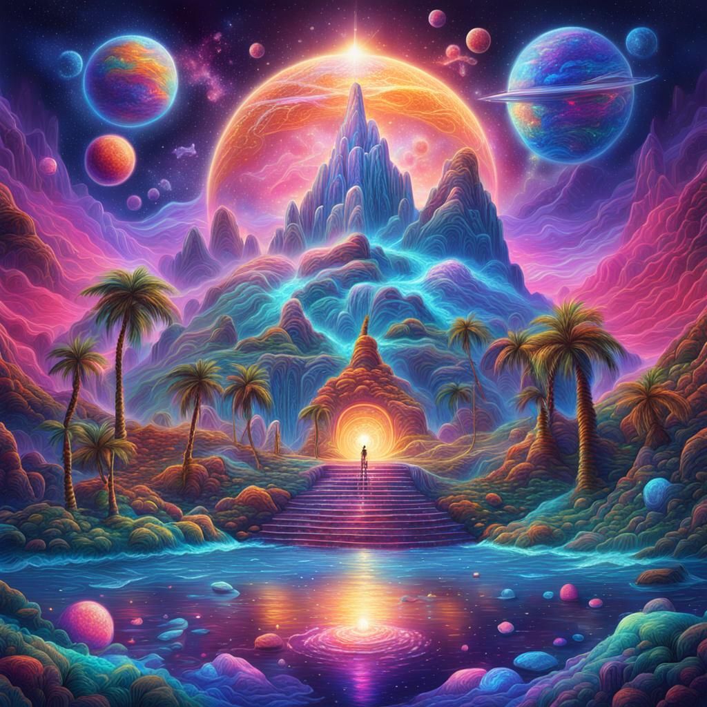 Cosmic Fantasy Island Illustration in 8K Resolution
