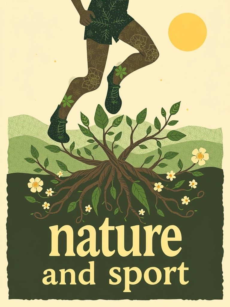 Runner's Roots: Eco-Art Poster Celebrating Nature and Sport
