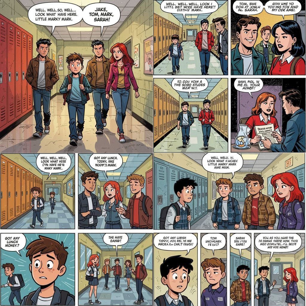 Comic Strip: Bullying in School Hallway