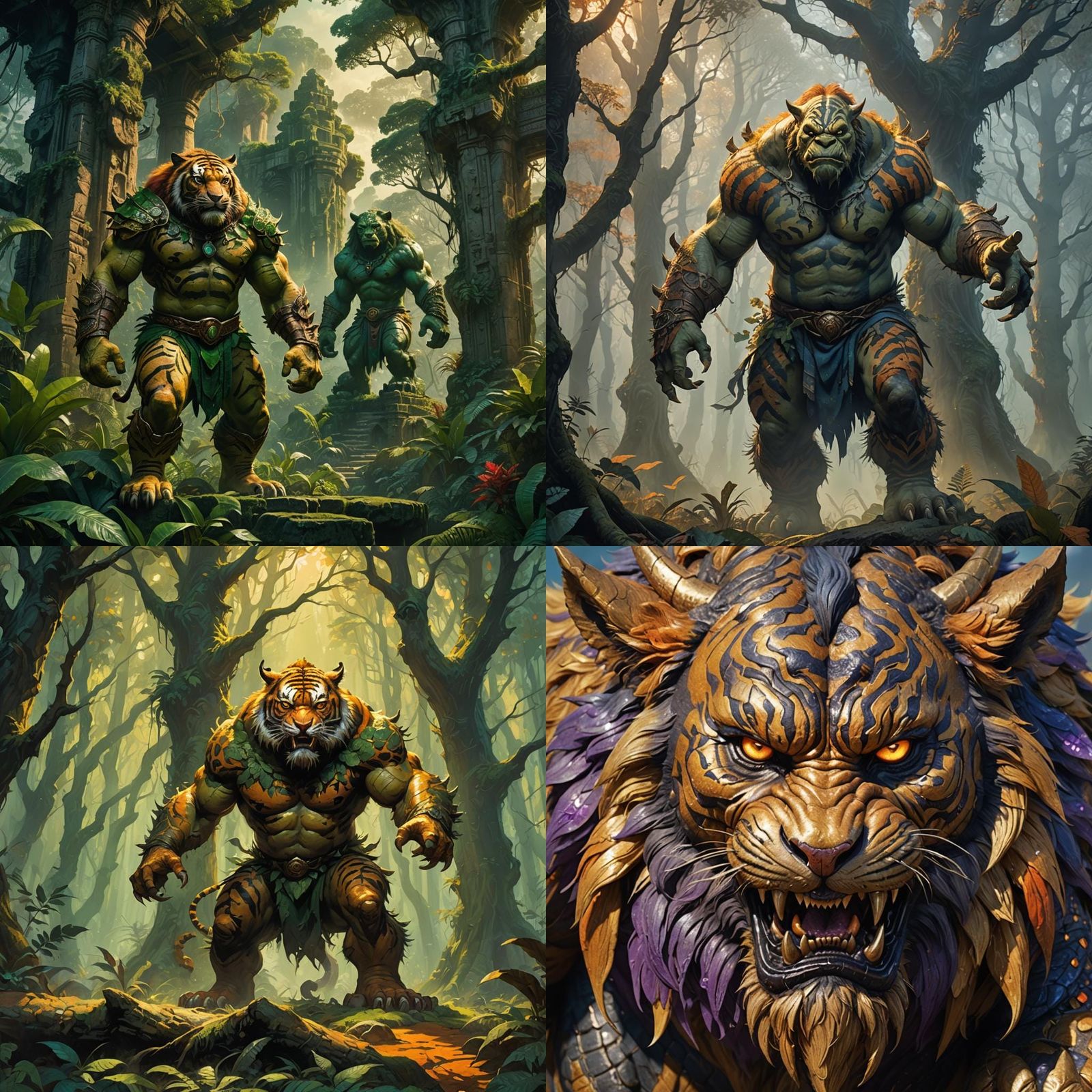 Tiger-skinned Ogre in Detailed Matte Painting