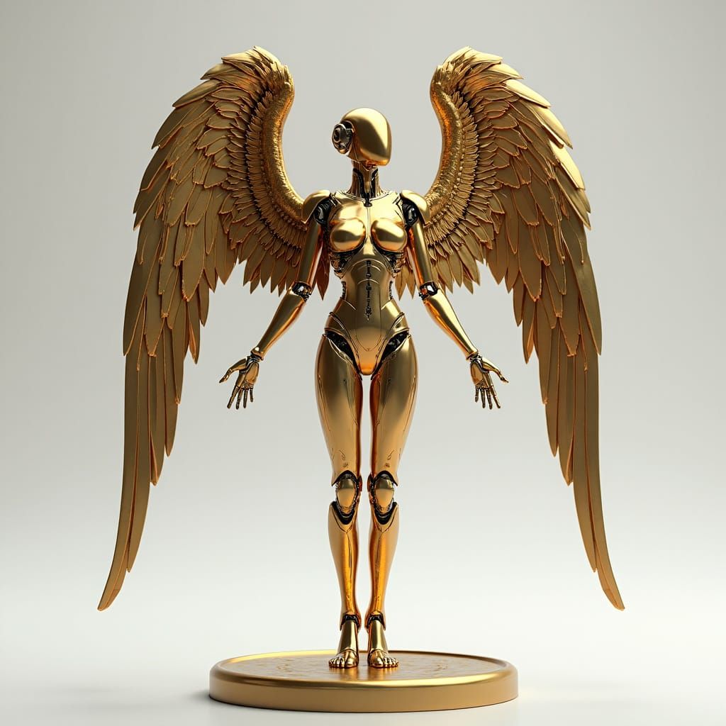 Mechanical Angel in Golden Splendor