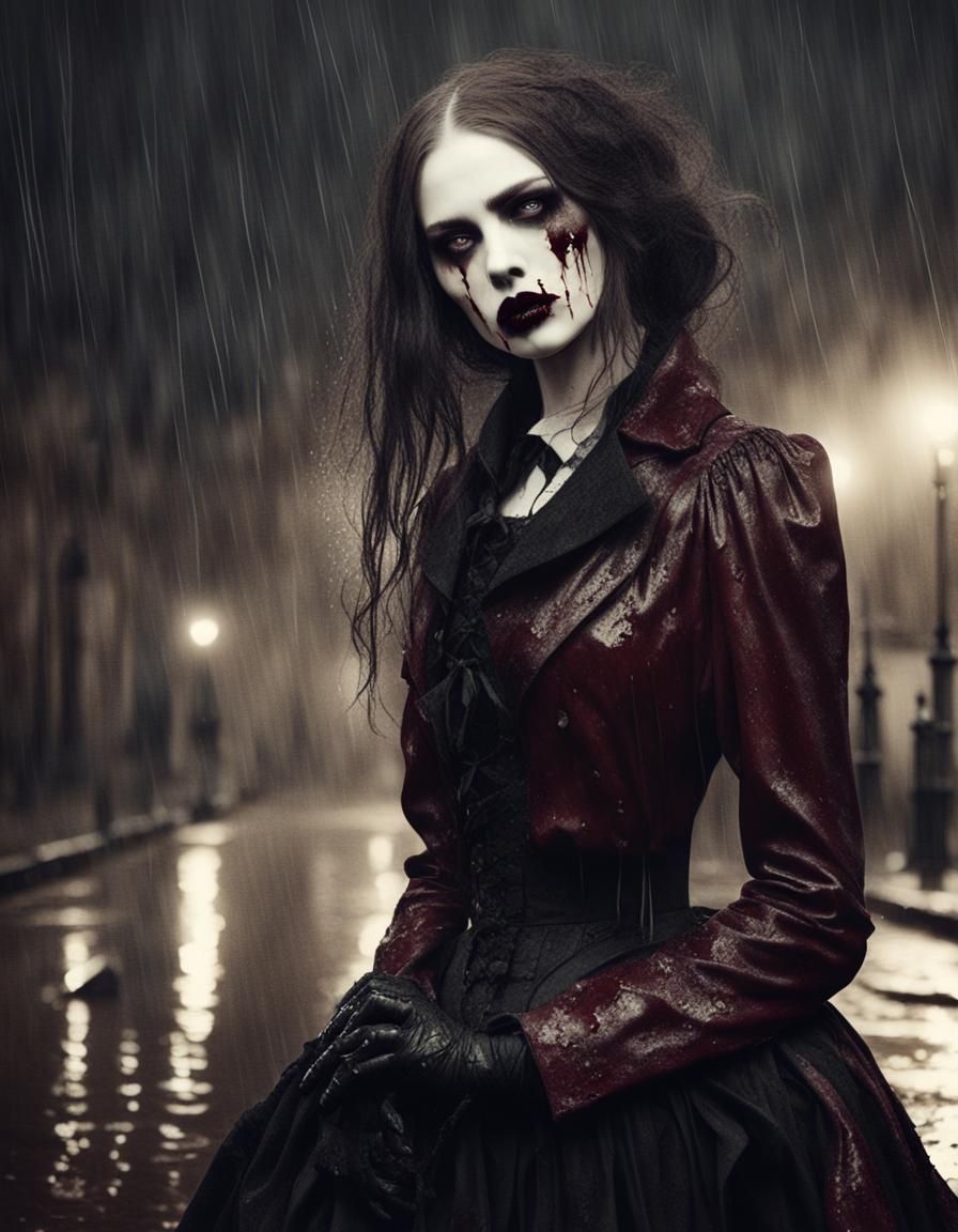 Hyperrealistic Pale Woman in Victorian Gothic Style