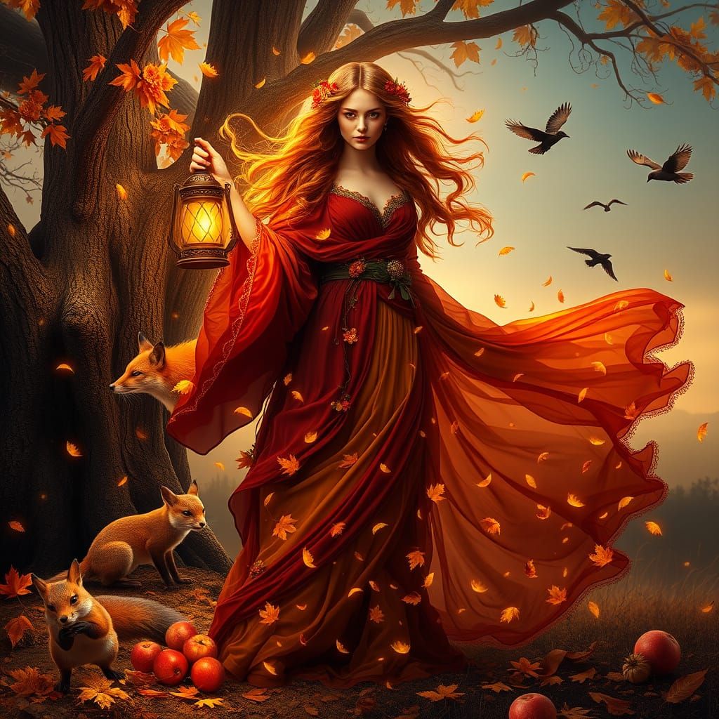 Autumn Enchantress in Burgundy and Gold Silk