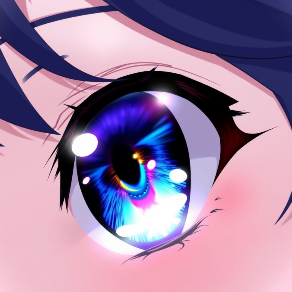 Anime Girl's Eyes with Vivid Colors and Detail