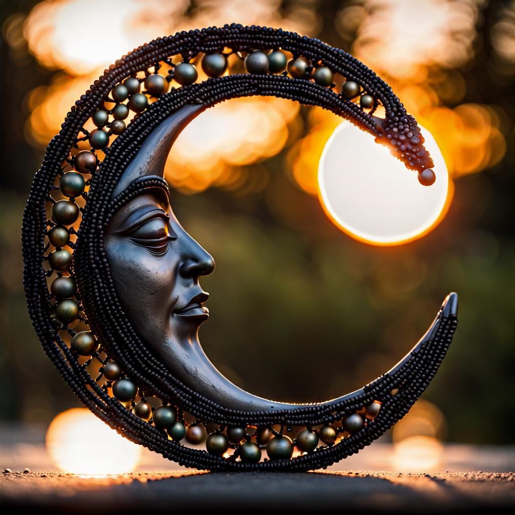 Hyperdetailed Sunlight Bead Moon in Impasto Style