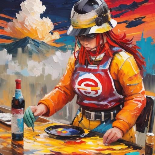 Encaustic Sunrise Landscape with Palette Knife Technique