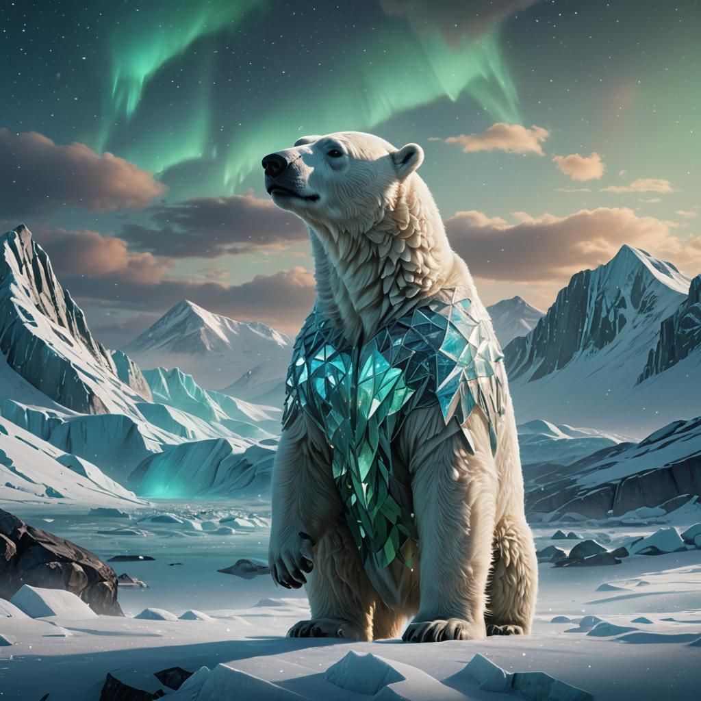 Polar Bear in Mystical Arctic Landscape