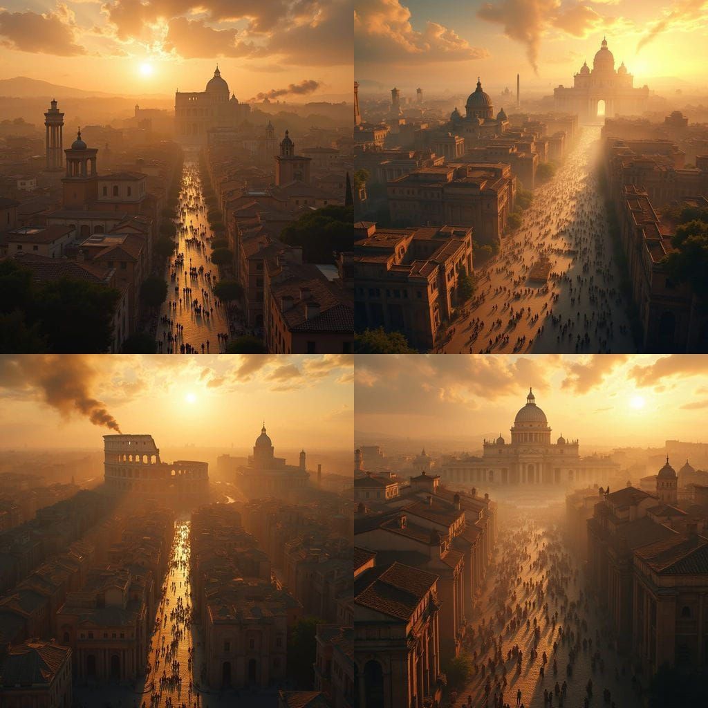 Ancient Rome Cityscape at Golden Sunset