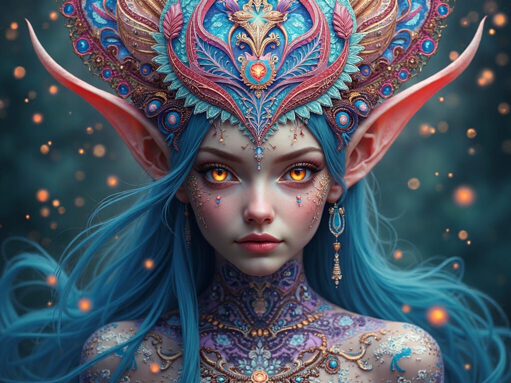 Kaleidoscope Elf: Digital Fractal Art Portrait