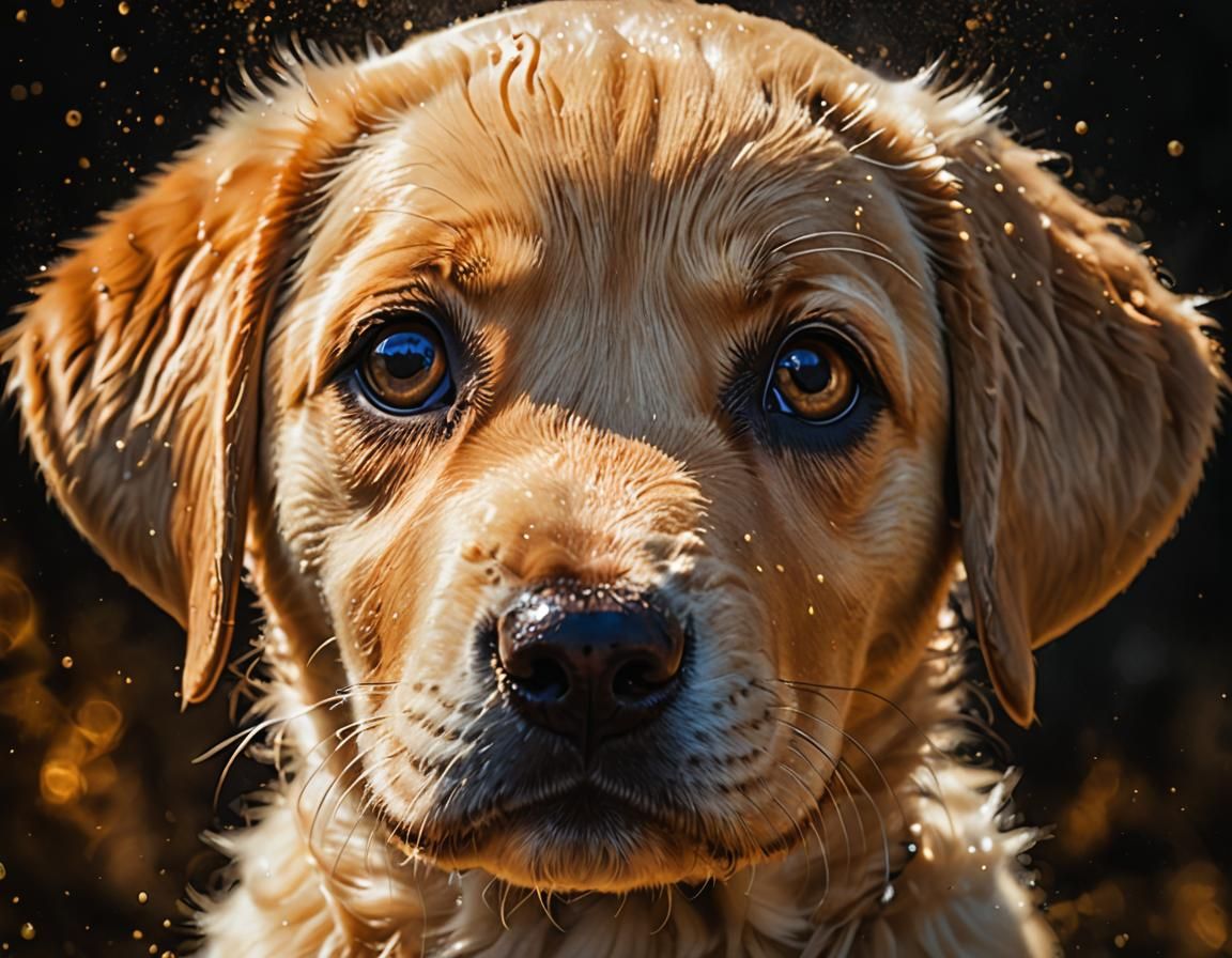 Macro Shot of Labrador Puppy Eyes as Splash Art