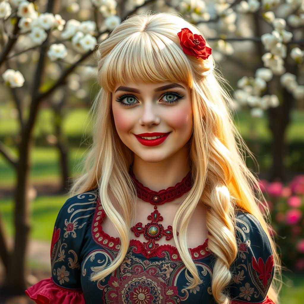 Breathtaking Spring Belle in Ornate Gown