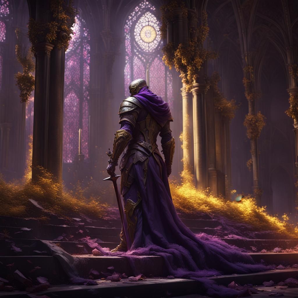 Repentant Fallen Knight in Dark Fantasy Style