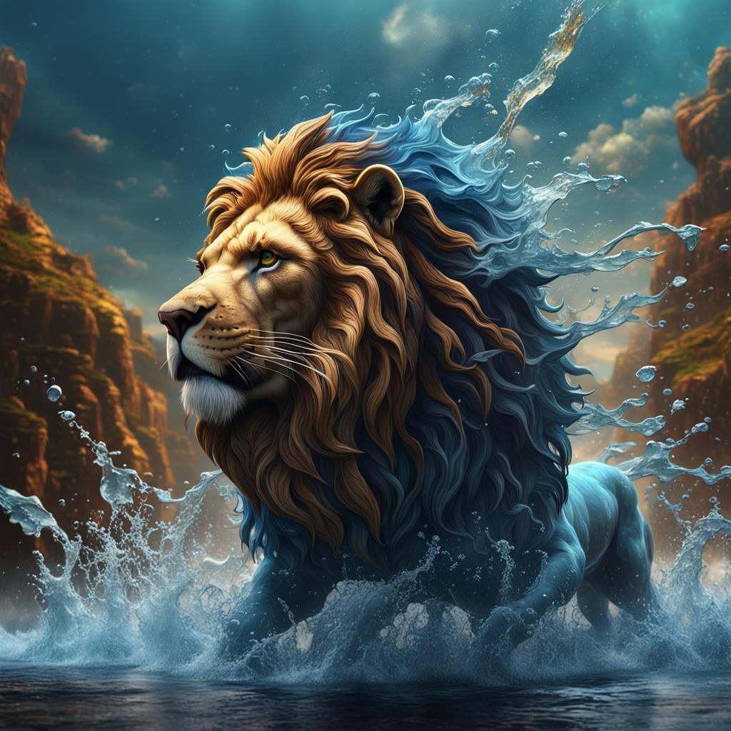 Water Lion: Detailed Fantasy Concept Art