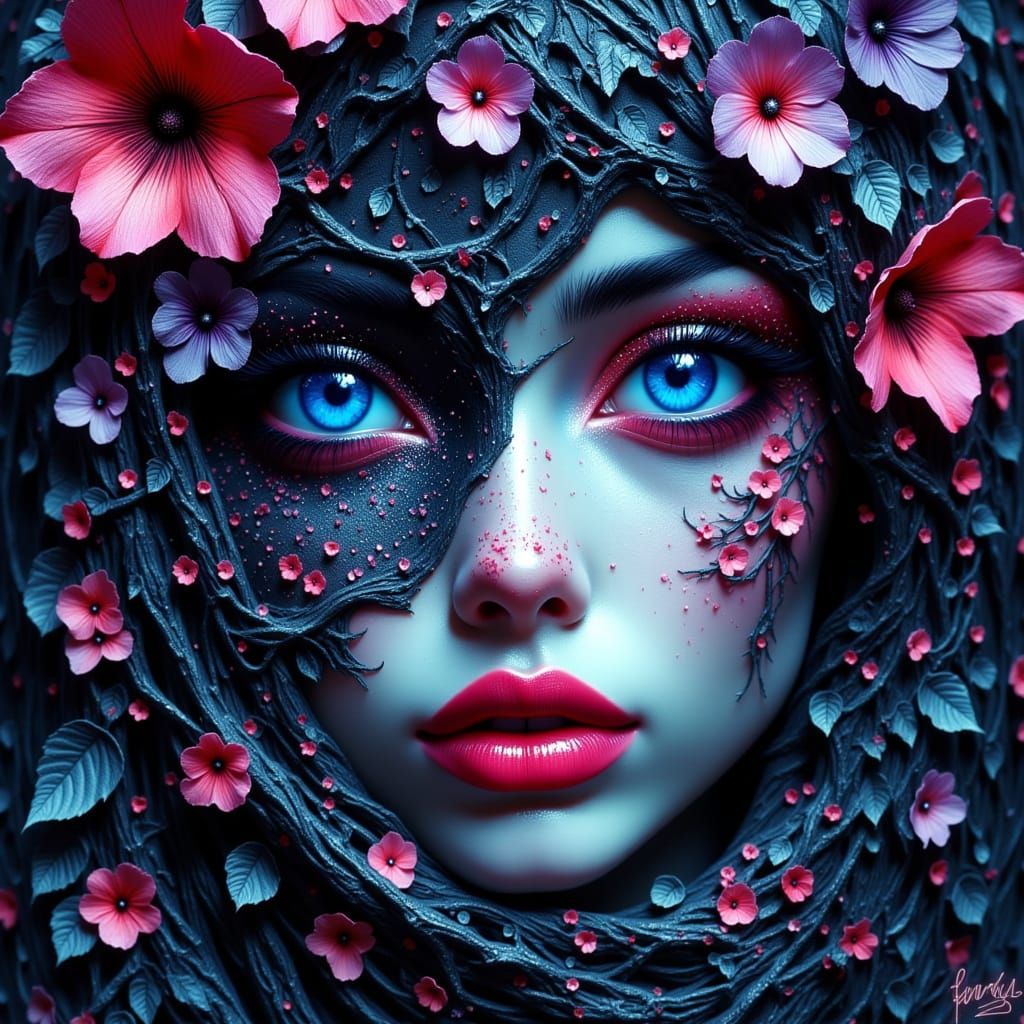 Ethereal Beauty Beyond Words: A Dreamlike Allegory in Neon H...