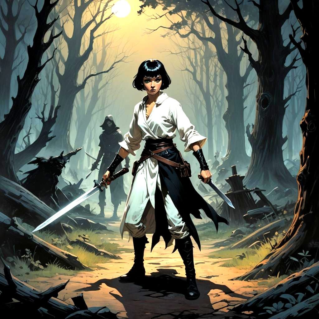 Girl Slaying Witch in Dark Village