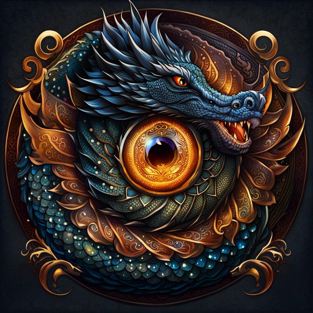 Fantastical Dragon Mandala Art