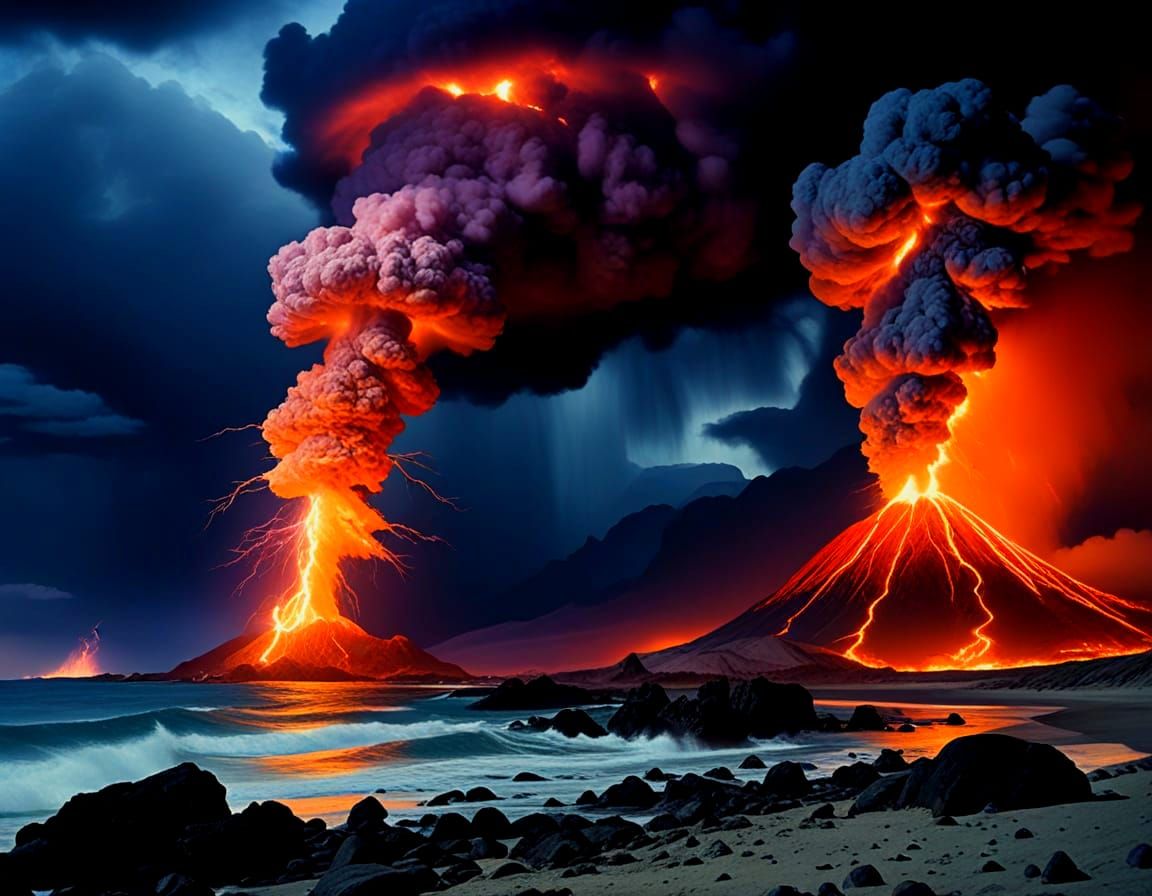 Vibrant Island Emerges from Fiery Volcanic Coast