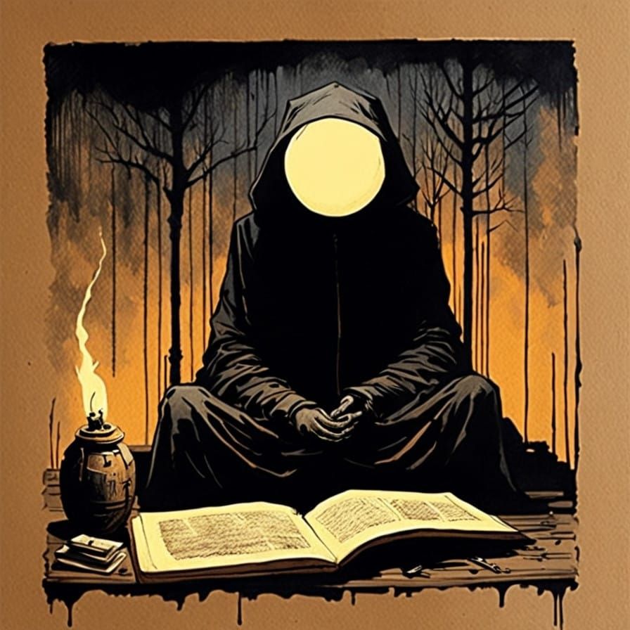 Eerie Sketchpad Study in a Haunting, Vintage Aesthetic