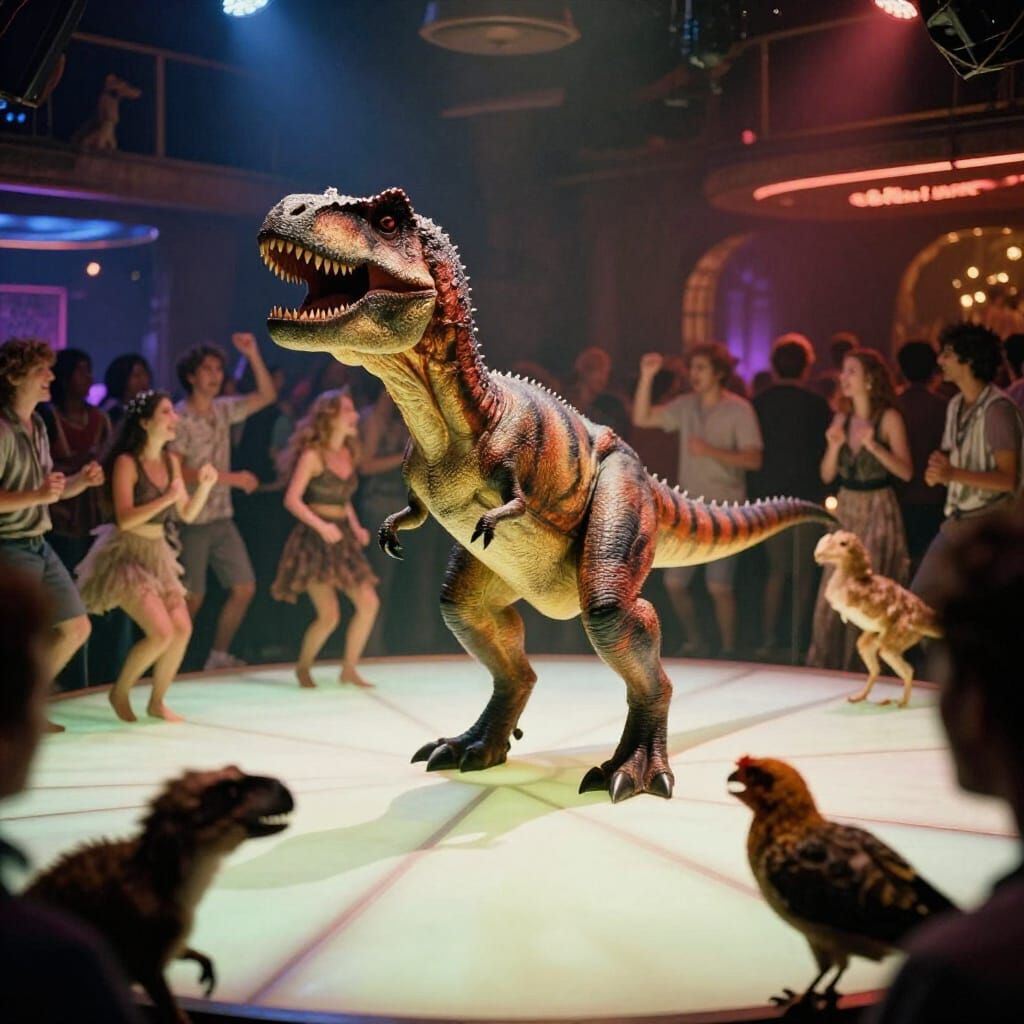 Noah's Ark Animals Dancing in a Vibrant Club