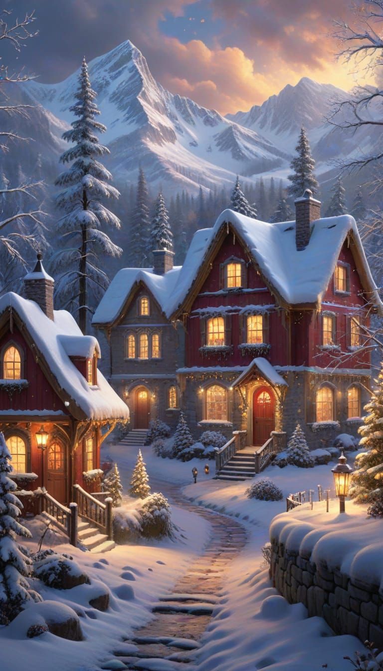 Serene Santa Claus in Whimsical Winter Wonderland Scene