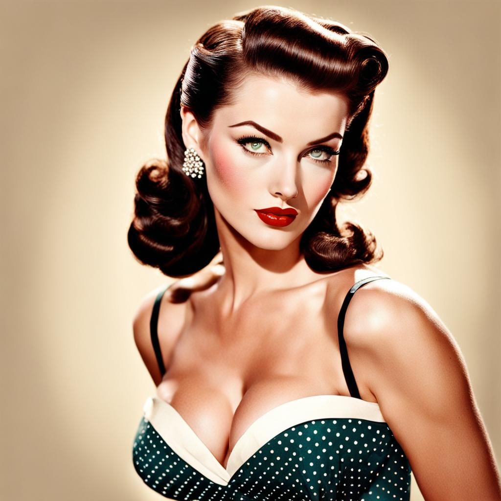 Classic 1950's Pinup Girl with Perfect Eyes