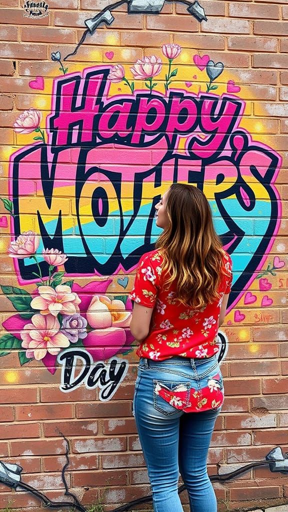 Create a vibrant graffiti-style mural on a brick wall for Mo...