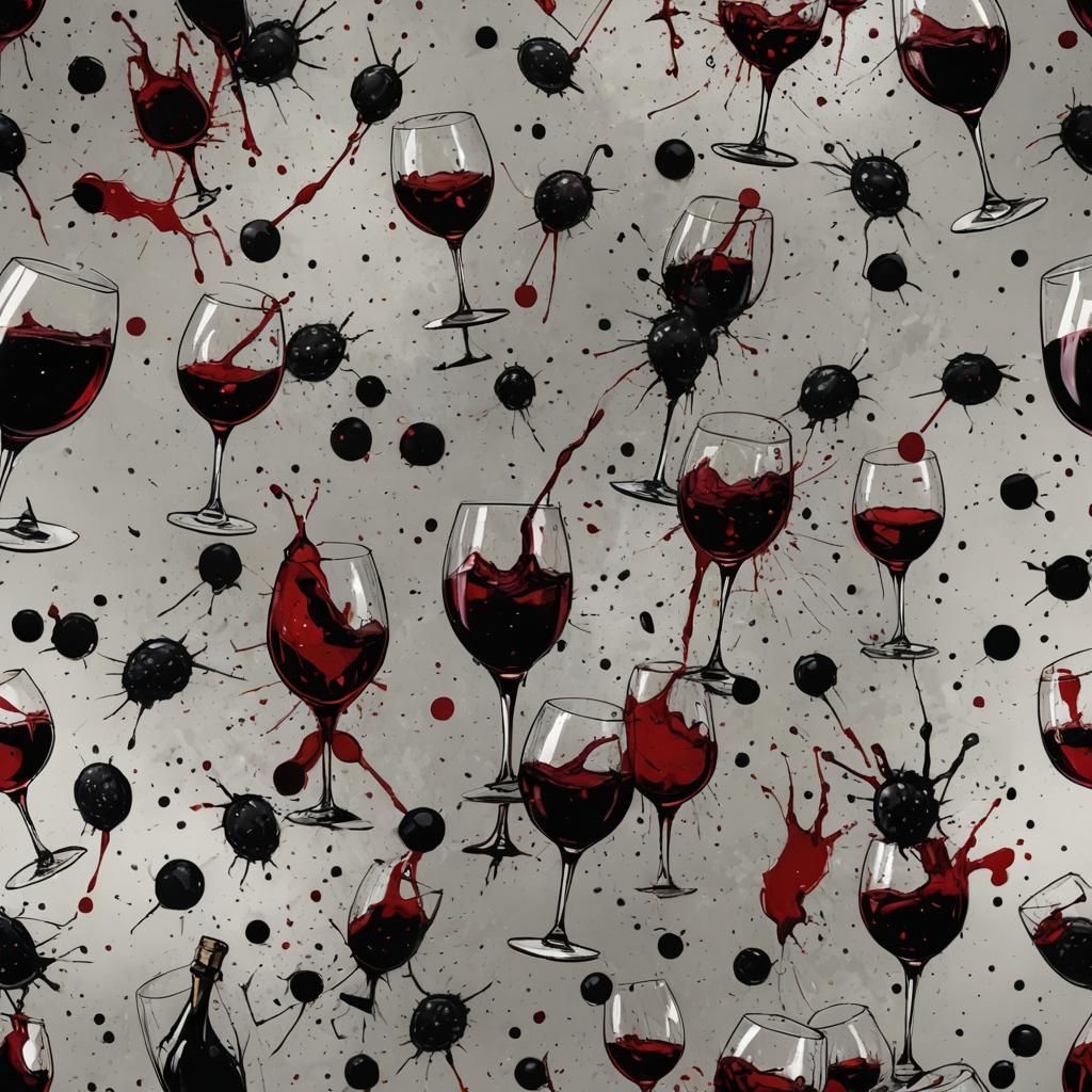 Wine Glass in Trash Polka Style