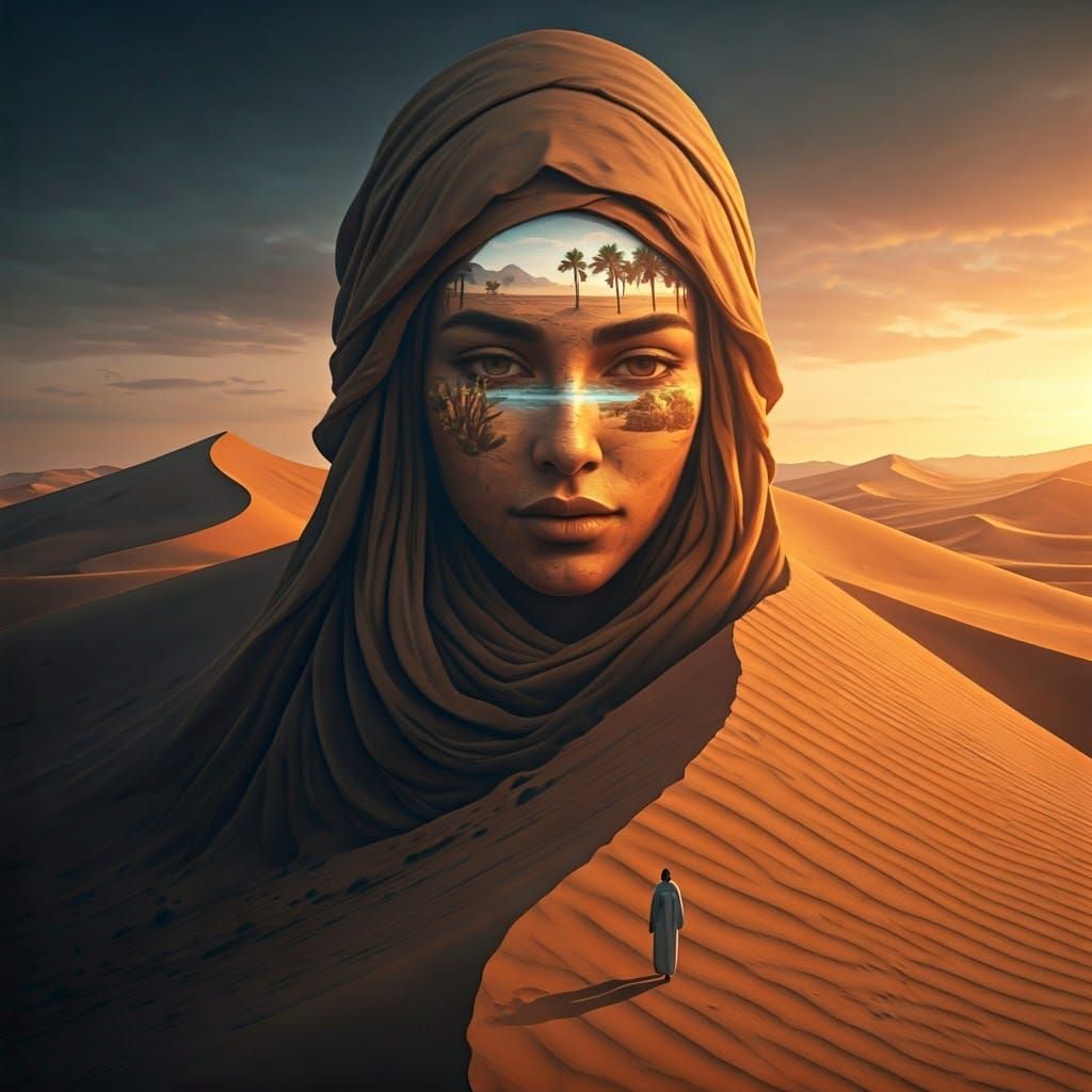 Surreal Desert Oasis Unveiled in Hyperealistic Digital Art