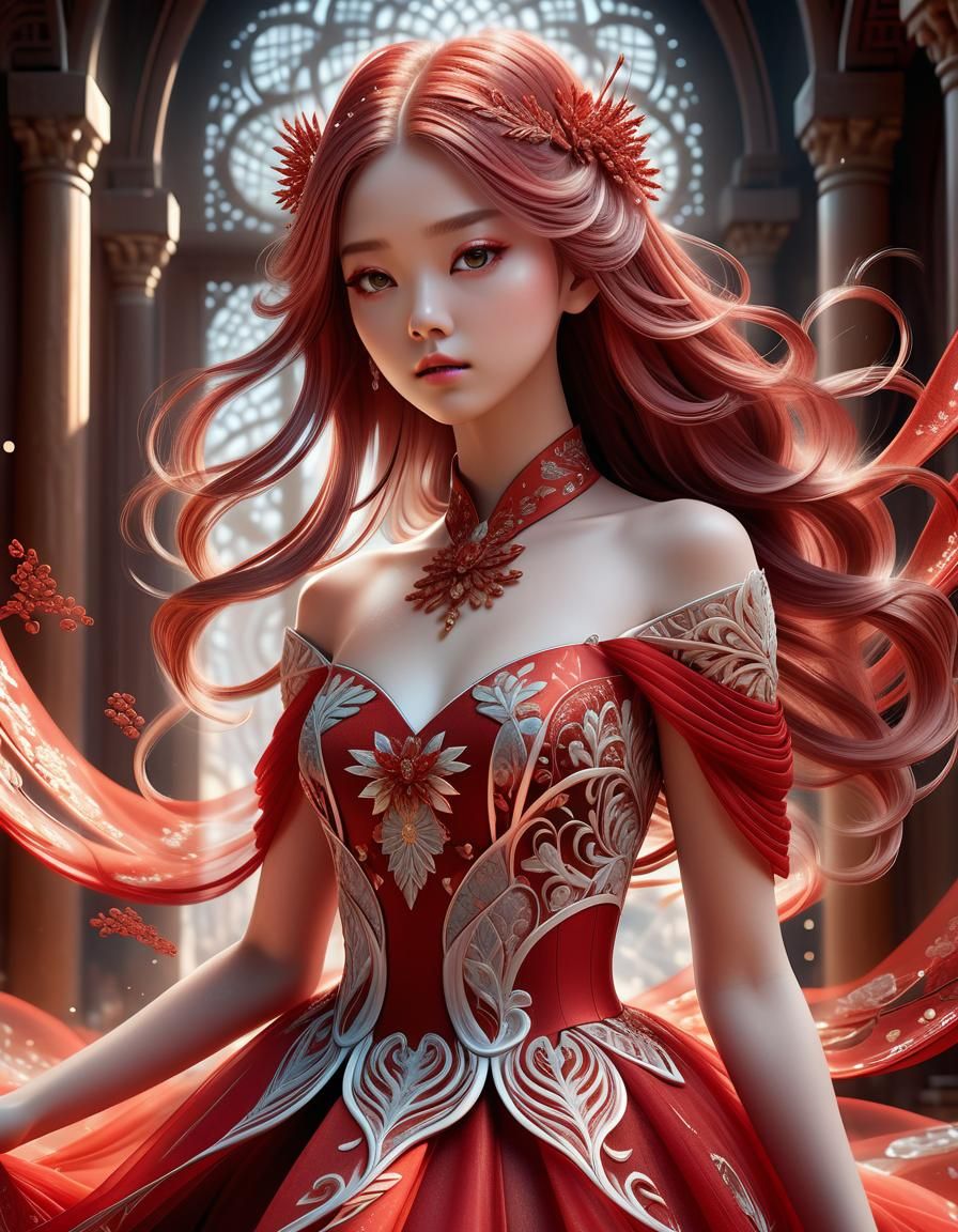 Ethereal red gown