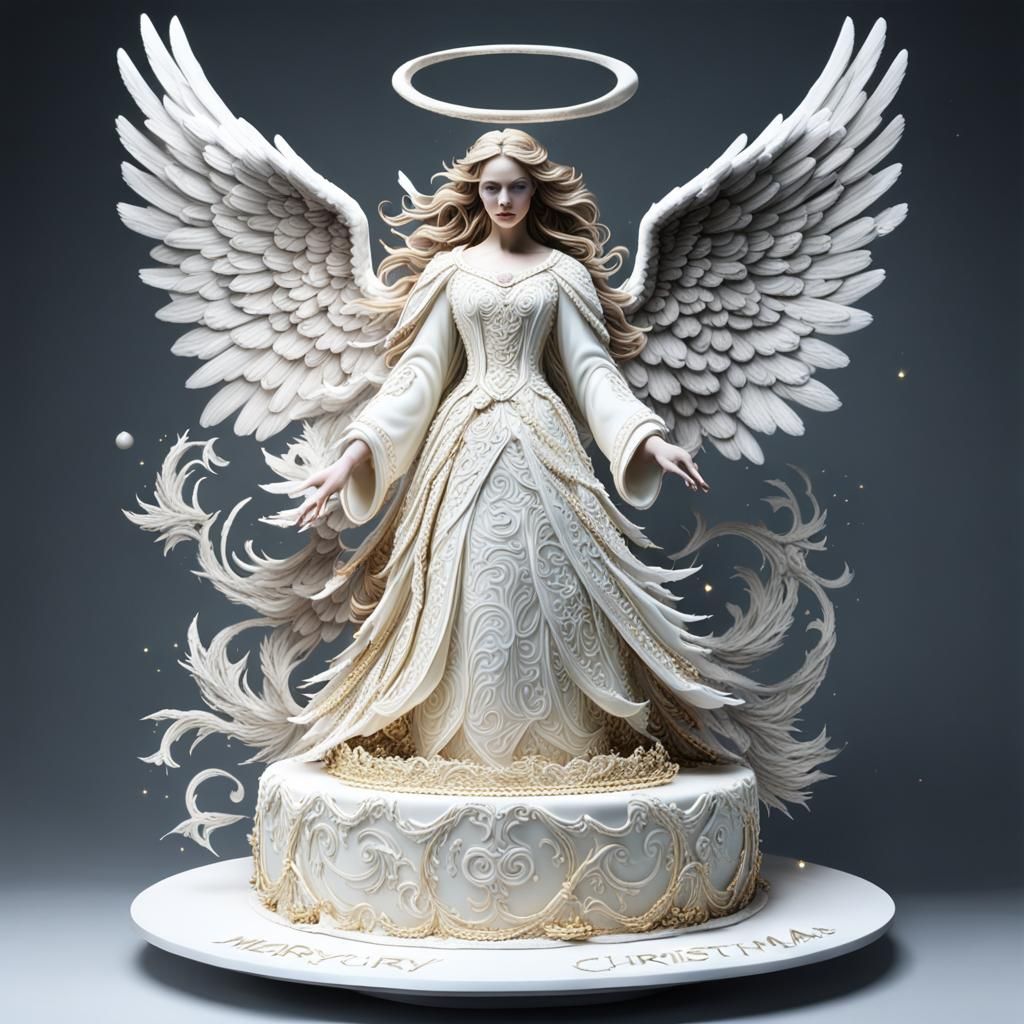 Festive Angel Cake Sculpture: Merry Christmas