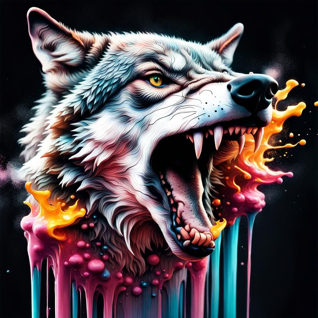 Wolf Fang Dissolving into Stardust: Hyperrealistic 3D Render