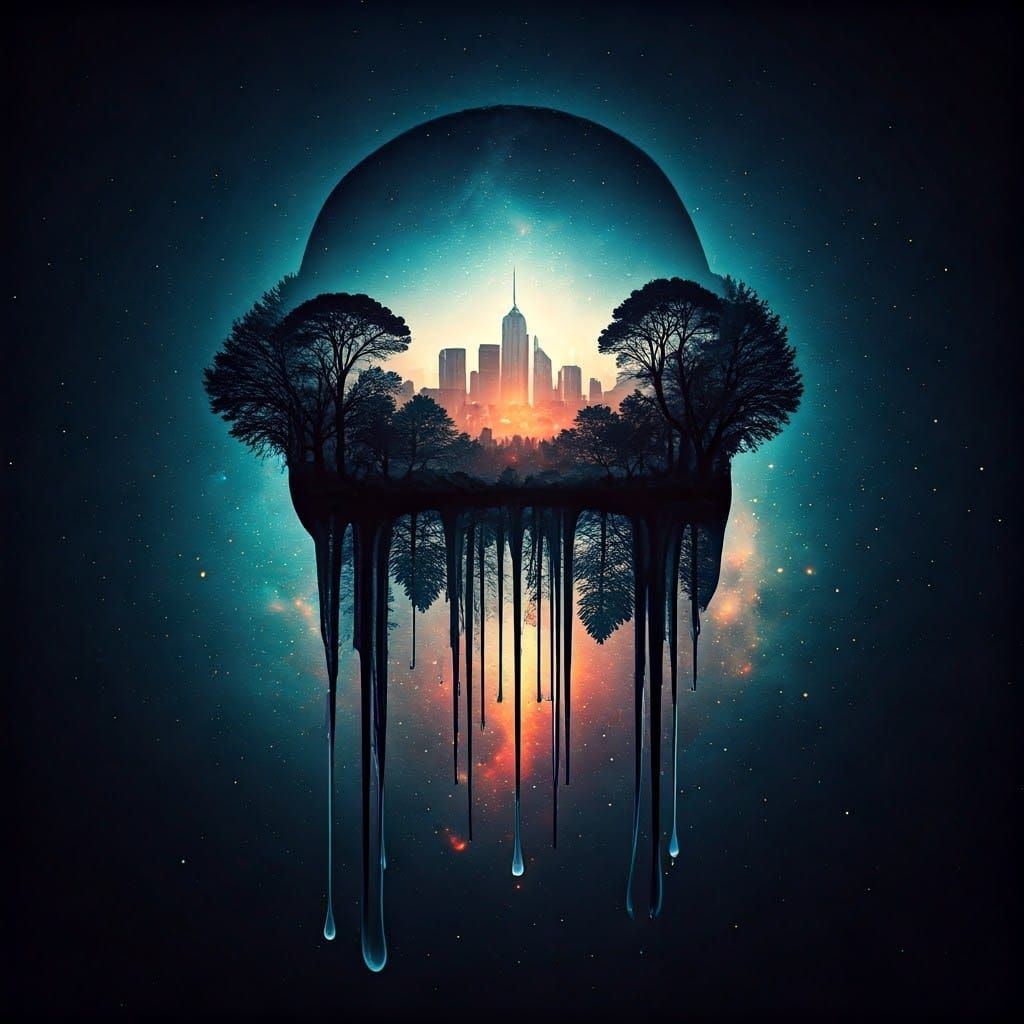 Galactic Double Exposure: Cityscape Meets the Cosmos