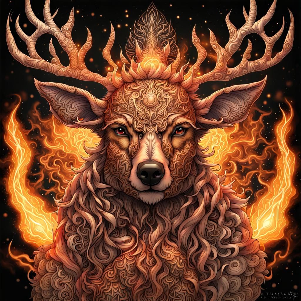 Enchanting Deer-Bear Hybrid Casting Magic Spell