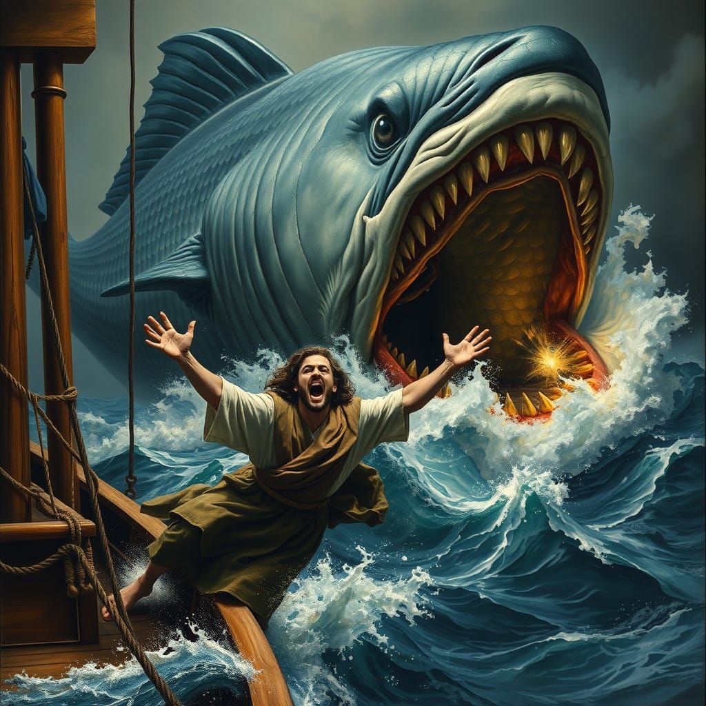 Baroque Prophet Overwhelmed by Massive Fish