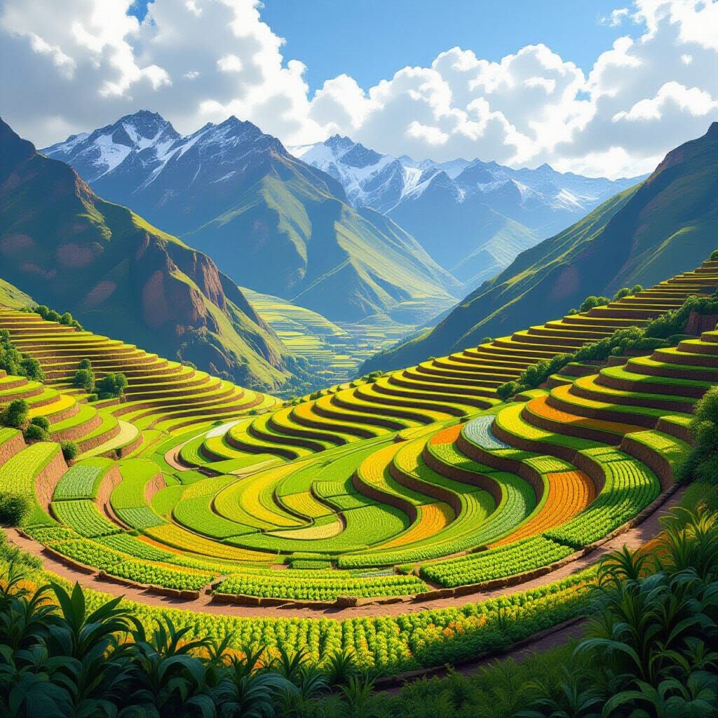 Inca Agricultural Terraces of Moray: Fantasy Art