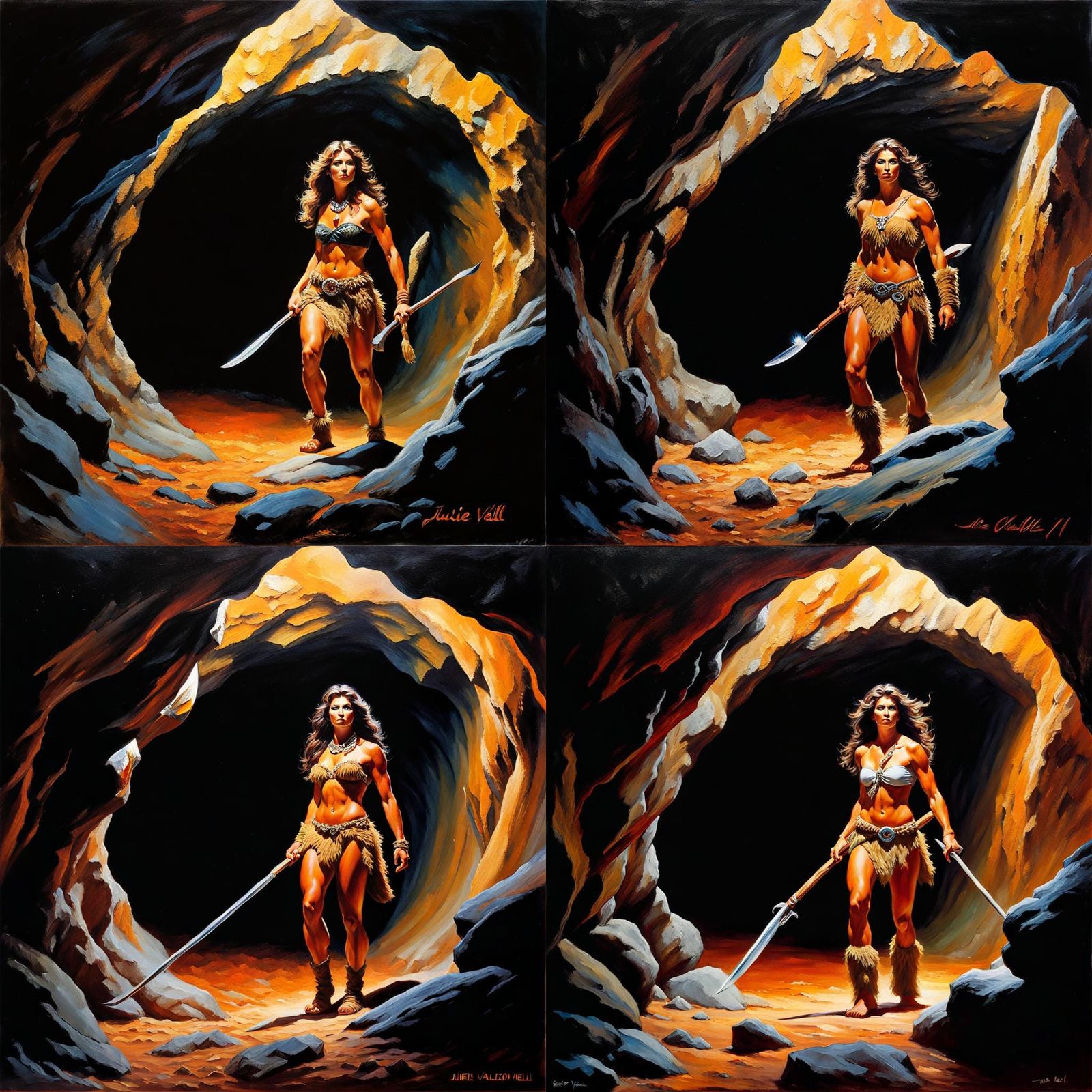 Fantasy Cave Woman in Impasto Style