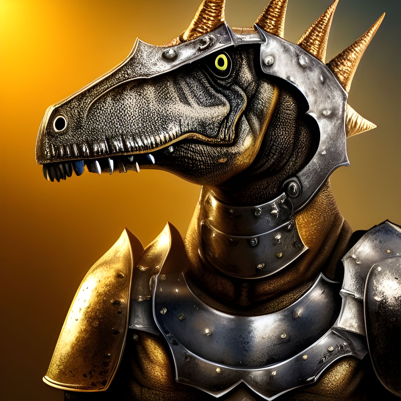 Realistic Dinosaur Knight in Prehistoric Scene