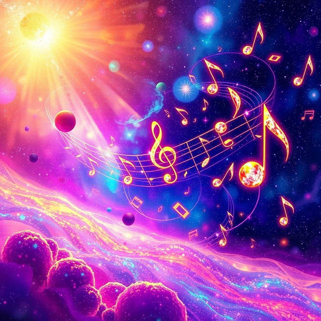 Musical Notes Dance Across Holographic Astral Plane