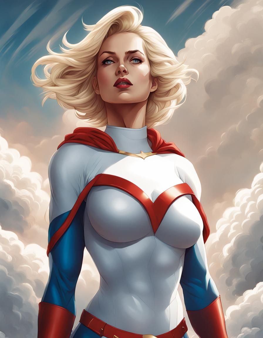 Power Girl Vector Art, Superflat Style