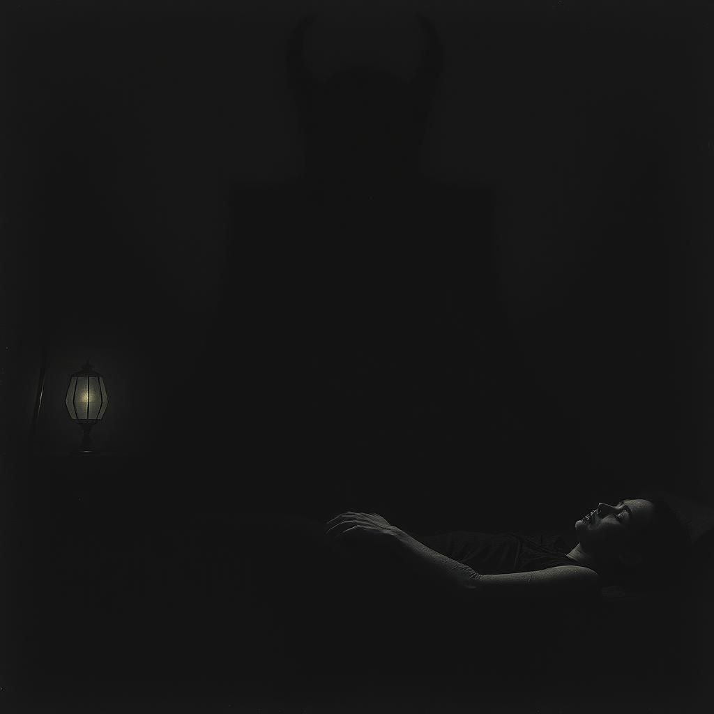 Eldritch Shadow Creature Watches Sleeper: Gothic Horror