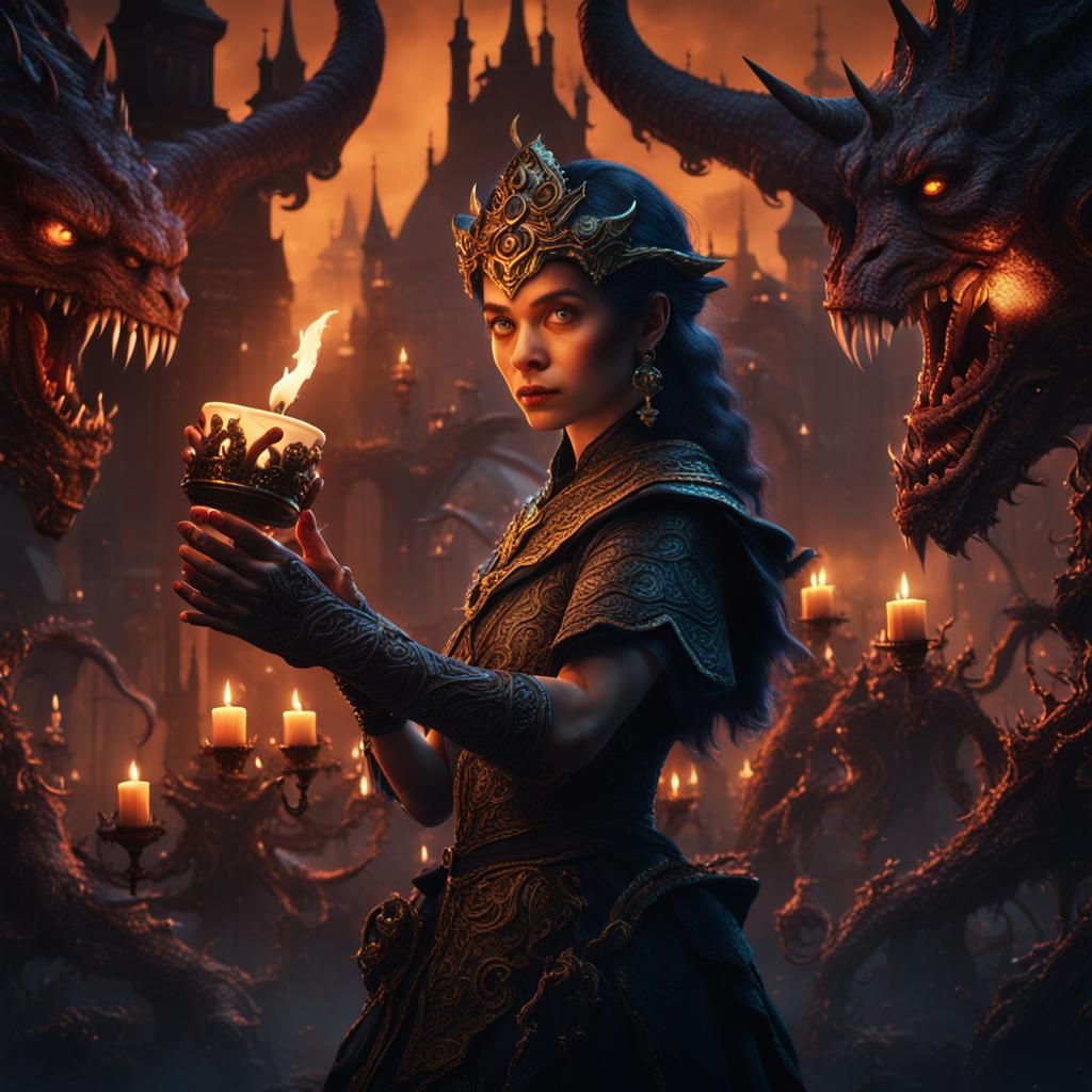 Woman with Candle Wards Off Night Monsters
