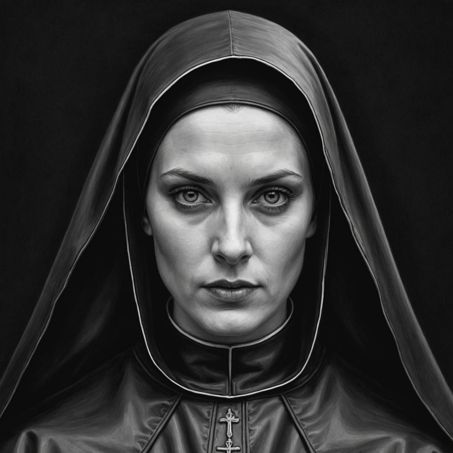 Innocent Portrait in Rubberized Nun's Habit